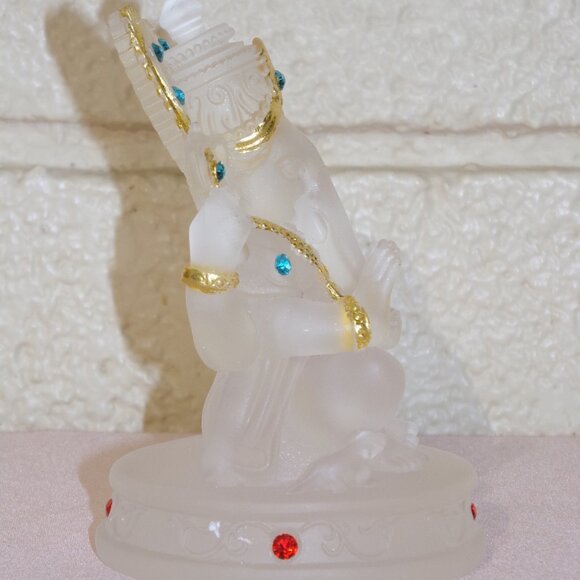 GANESH CLEAR GLAZE CRYSTAL STATUE-Bejeweled Resin Stone-4.5 in Figurine-Success - Picture 6 of 16